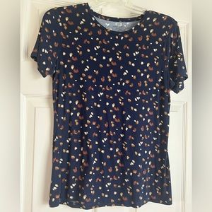 Nine West soft spun size small navy blue patterned short sleeve